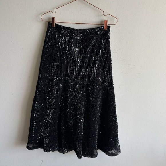 Lorane Women Sparkling Glittery Effect Sequin Back Zip Skirt Black Size Medium - Picture 9 of 9